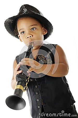 Tiny Wanna'be Musician Stock Photo