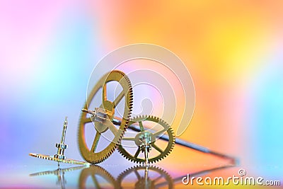 Tiny watch gears Stock Photo