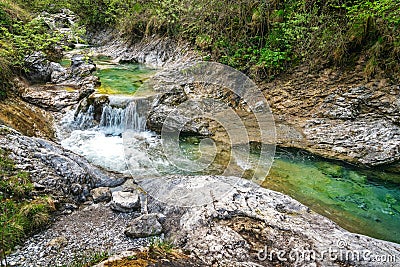 Tiny waterfall at the Val Vertova Stock Photo