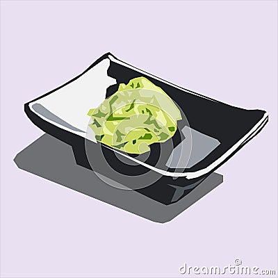 Wasabi on black plate icon logo avatar Vector Illustration