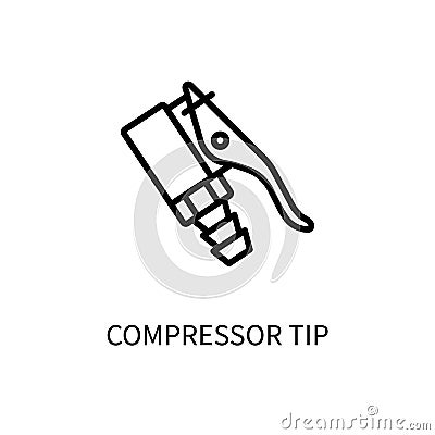 Tip of the air compressor. Equipment for inflating a car tire. Wheel repair business. Vector sign in a simple style Vector Illustration