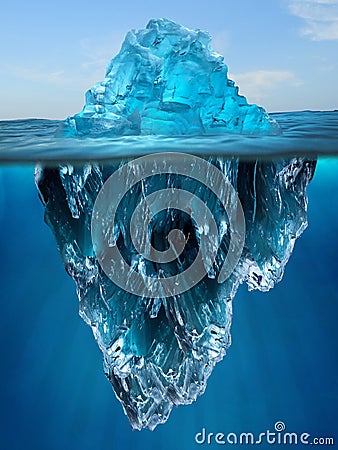 Tip of an Iceberg floating in the water Stock Photo