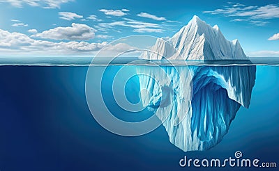 Tip of the iceberg. Hidden Challenges: The Iceberg Effect in Problem-Solving Background Stock Photo
