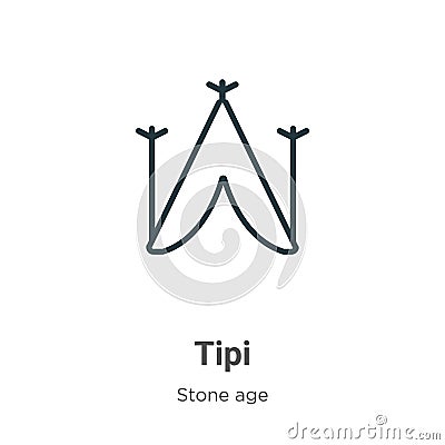 Tipi outline vector icon. Thin line black tipi icon, flat vector simple element illustration from editable stone age concept Vector Illustration