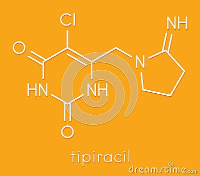 Tipiracil cancer drug molecule thymidine phosphorylase inhibitor. Skeletal formula. Stock Photo