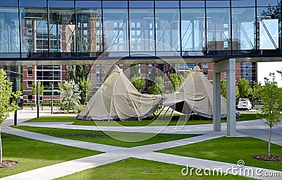 Edmonton, Canada-July 30, 2023: Grant MacEwan University Tipis Editorial Stock Photo