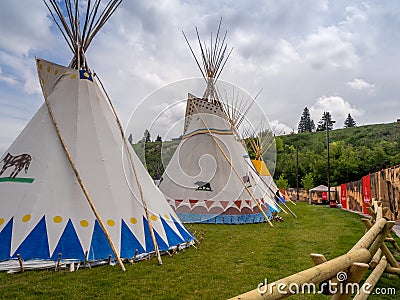 Tipis in the Indian Village at the Calgary Stampede Editorial Stock Photo