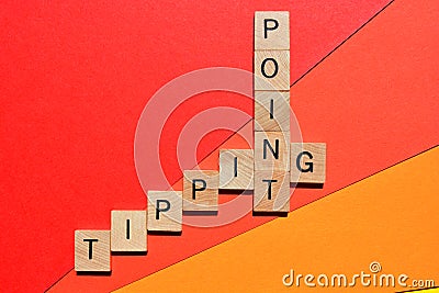 Tipping Point, words on wood Stock Photo