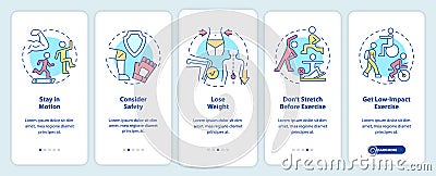 Tips for healthy joints onboarding mobile app screen Vector Illustration