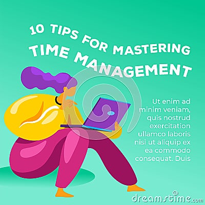 Tips for mastering time management, banner vector Vector Illustration