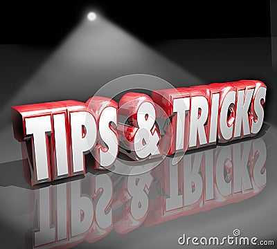 Tips Tricks 3d Words Spotlight Helpful How to Information Advice Stock Photo