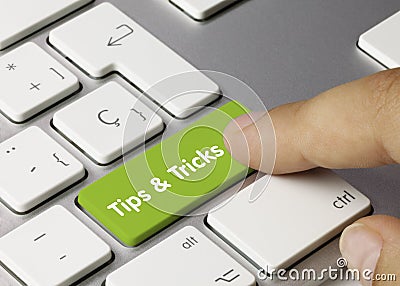 Tips & Tricks - Inscription on Green Keyboard Key Stock Photo