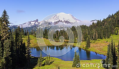 Tipsoo Lake, Mt Rainier NP. Stock Photo