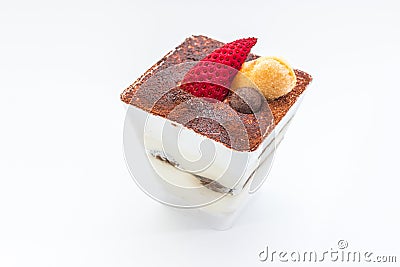 Tiramisu - Classical Dessert with Cinnamon and Coffee. Stock Photo