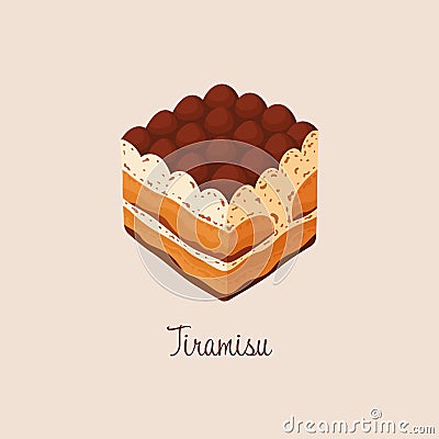 Tiramisu dessert vector illustration Vector Illustration