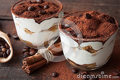 Tiramisu in a glass cup Stock Photo