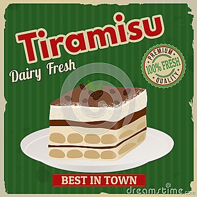 Tiramisu retro poster Vector Illustration