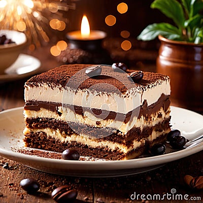 Tiramisu , traditional popular sweet dessert cake Stock Photo