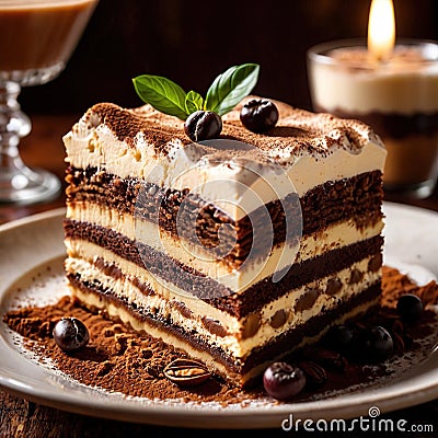 Tiramisu , traditional popular sweet dessert cake Stock Photo