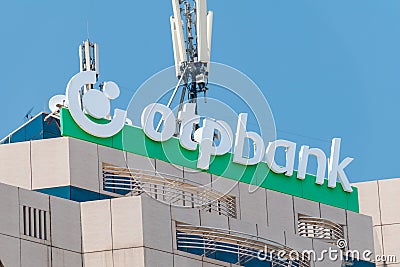 Logo of the Hungarian bank branch OTP Bank Editorial Stock Photo