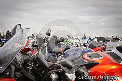 Tiraspol, Moldova - May 11, 2019: drag street bikes motorcycle Suzuki, Honda and others at 11 Drag racing tournaments Editorial Stock Photo