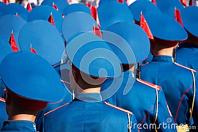 Tiraspol, Transnistria - September 2, 2020: military parade dedicated to the 30th anniversary of independence, soldiers in full Editorial Stock Photo