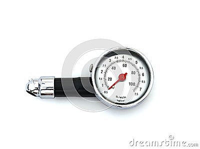 Clipping path, tire air gauge isolated on white background Stock Photo