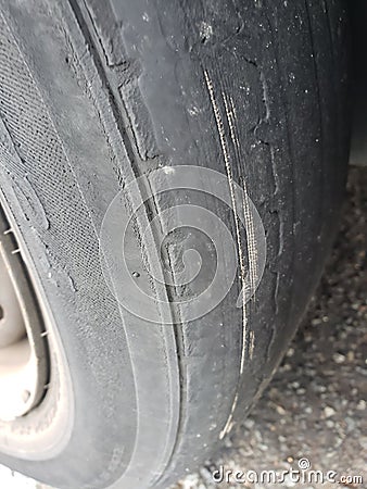 Tire is balded new a new tire Stock Photo