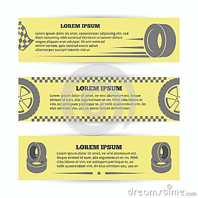 Tire banners set Vector Illustration