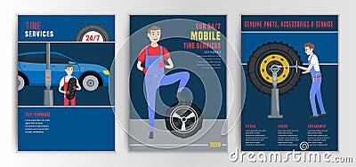 Tire Brochure Mechanic Vector Illustration