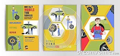 Tire Brochure Mechanic Vector Illustration