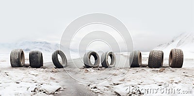 tire copy tyre rubber object auto wheel car isolated space background automobile. Generative AI. Stock Photo