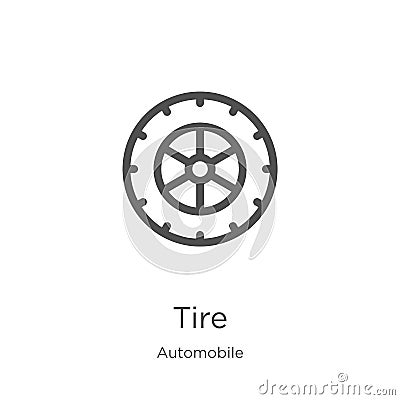 tire icon vector from automobile collection. Thin line tire outline icon vector illustration. Outline, thin line tire icon for Vector Illustration