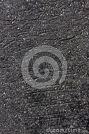 Imprints on old asphalt road in blak and white Stock Photo