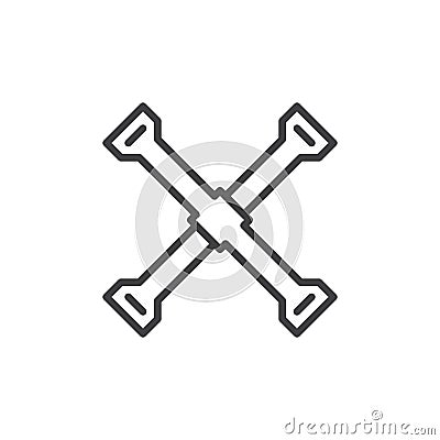 Tire iron line icon, outline vector sign, linear style pictogram isolated on white. Vector Illustration