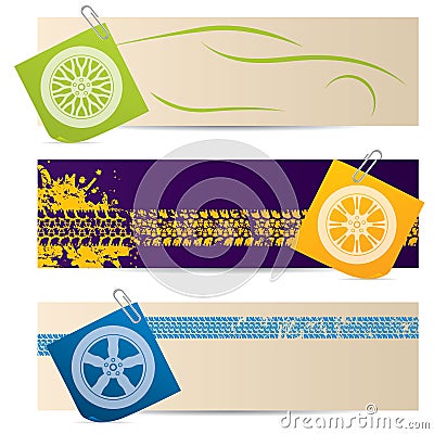 Tire labels with wheel silhouettes Vector Illustration