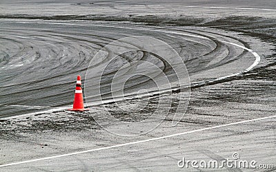 Tire marks on road track Stock Photo