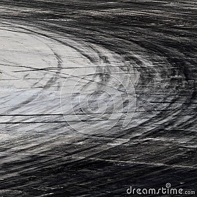 Tire marks on road track Stock Photo