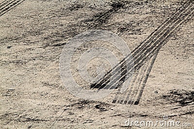 Tire marks on road track Stock Photo