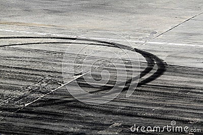 Tire marks on road track Stock Photo