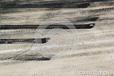 Tire marks on road track Stock Photo