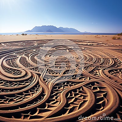 Tire Mirage: Illusions Carved on the Ground Stock Photo