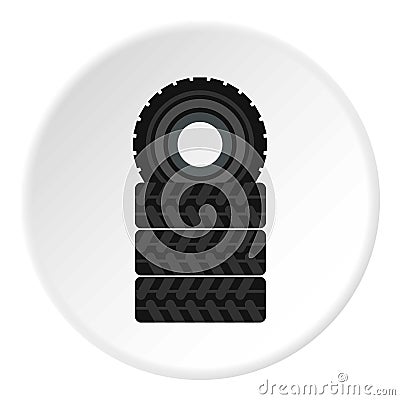 Tire pile icon circle Vector Illustration