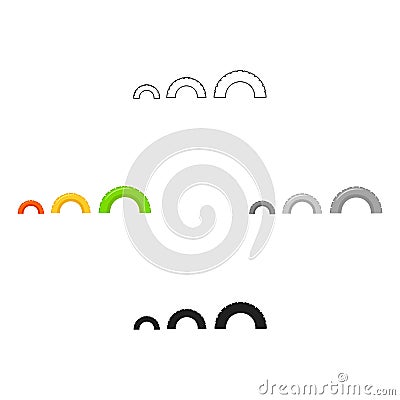 Tire on playgarden icon in cartoon,black style isolated on white background. Play garden symbol stock vector Vector Illustration