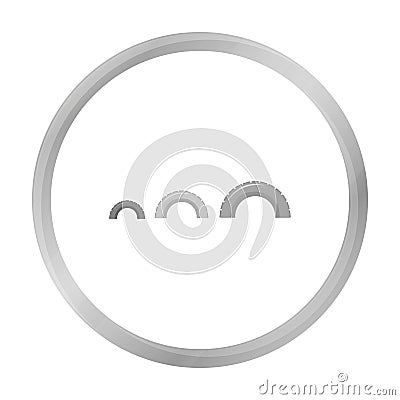 Tire on playgarden icon in monochrome style isolated on white background. Play garden symbol. Vector Illustration