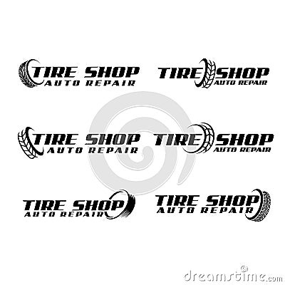 Tire shop and auto repair logo vector Vector Illustration