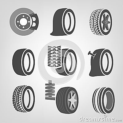 Tire shop icons Vector Illustration