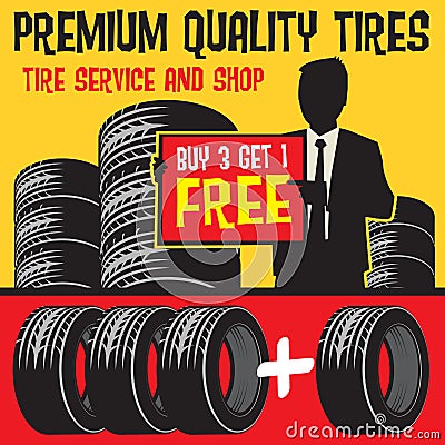 Tire Shop and Service poster Vector Illustration