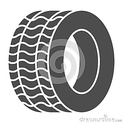 Tire solid icon. Automobile wheel vector illustration isolated on white. Car tyre glyph style design, designed for web Vector Illustration