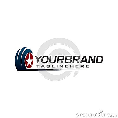 Tire star auto logo design concept template Vector Illustration